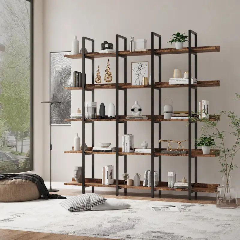 Vintage Industrial Style Shelf with Metal Frame