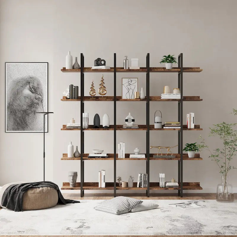 Vintage Industrial Style Shelf with Metal Frame