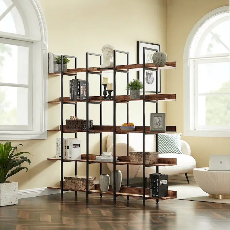 Vintage Industrial Style Shelf with Metal Frame