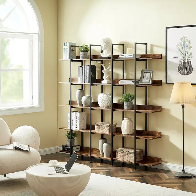 Vintage Industrial Style Shelf with Metal Frame