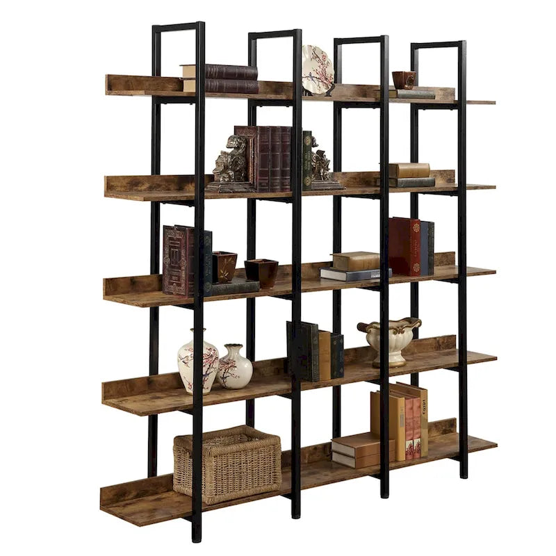 Vintage Industrial Style Shelf with Metal Frame