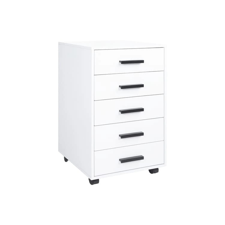 Wooden 5-Drawer Office Storage Cabinet with Extra Shelf and 360 Mobility for Effortless Organization