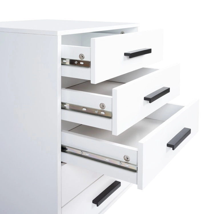 Wooden 5-Drawer Office Storage Cabinet with Extra Shelf and 360 Mobility for Effortless Organization