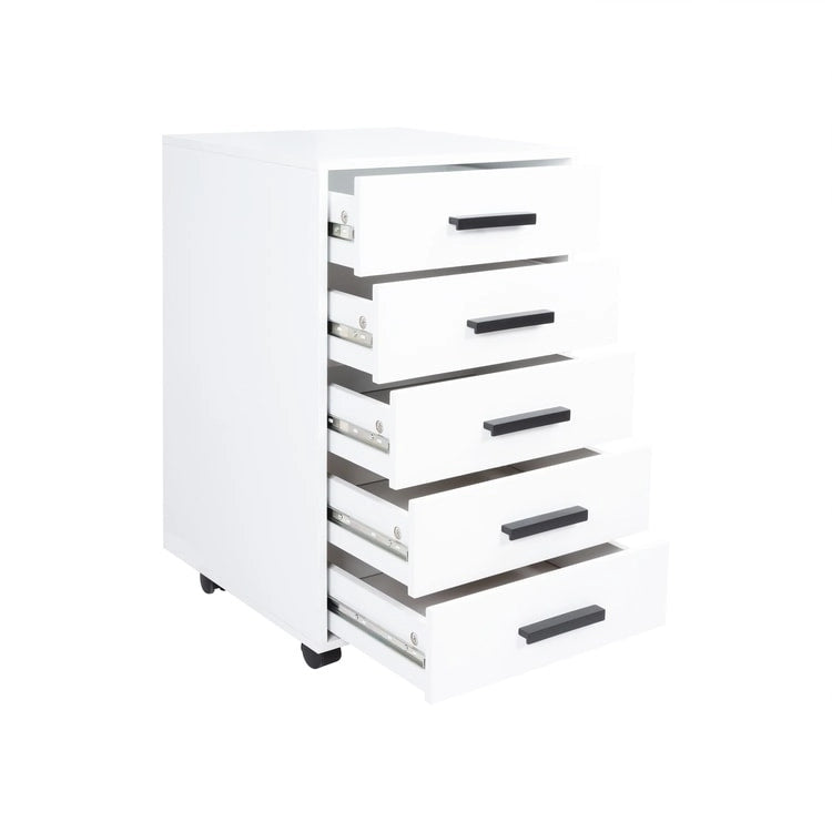 Wooden 5-Drawer Office Storage Cabinet with Extra Shelf and 360 Mobility for Effortless Organization