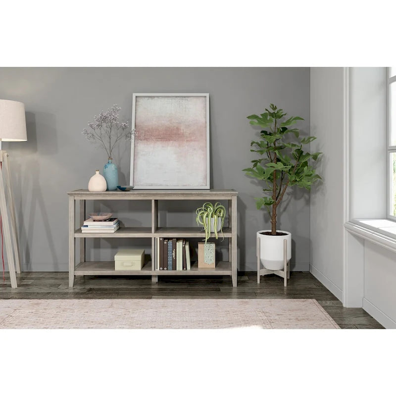 Edenton Wide Low 554W Bookcase with 2 Shelves, Washed Grey