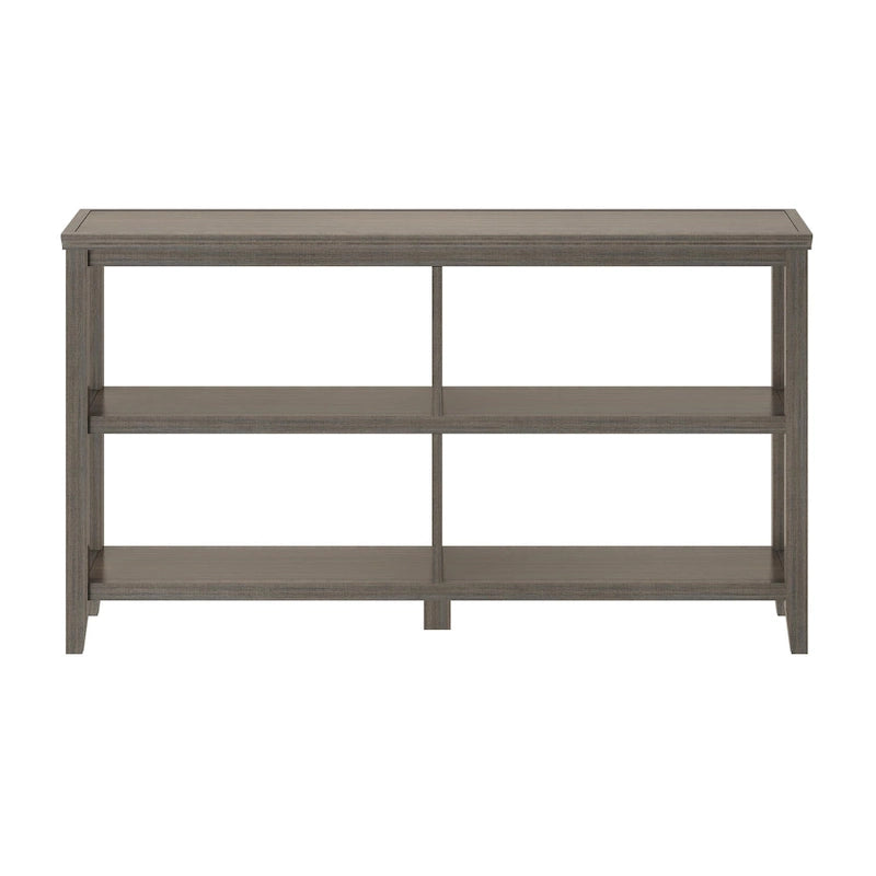 Wide Low 54"W Bookcase with 2 Shelves, Washed Grey