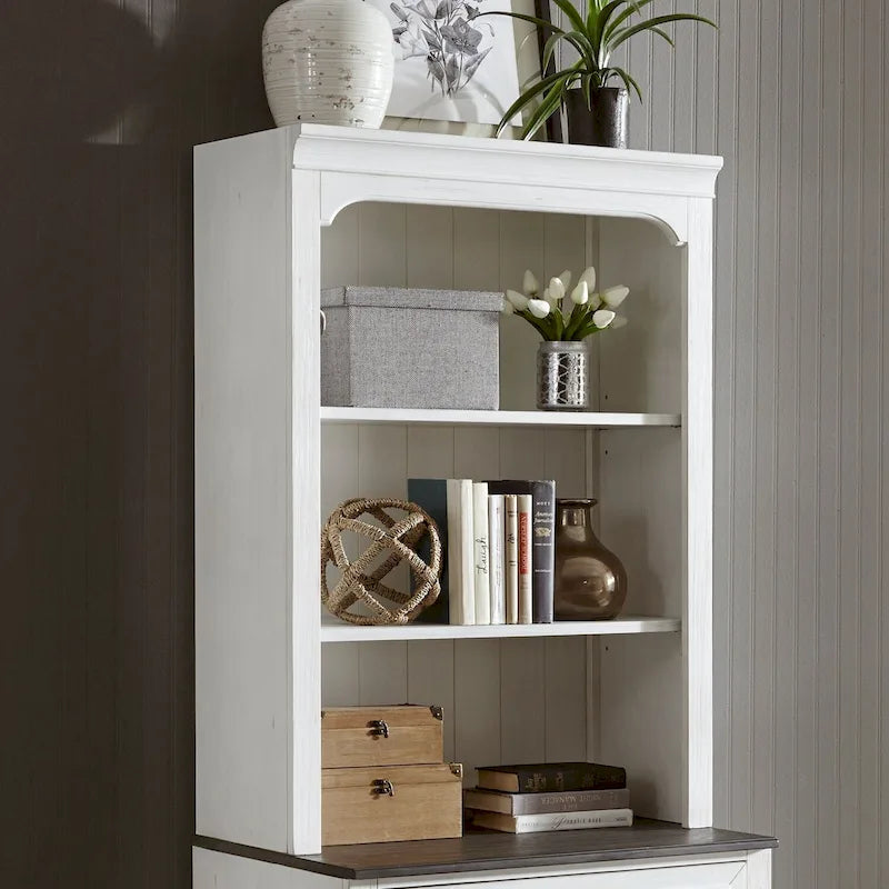 Wirebrushed White & Charcoal Bunching Lateral File Hutch