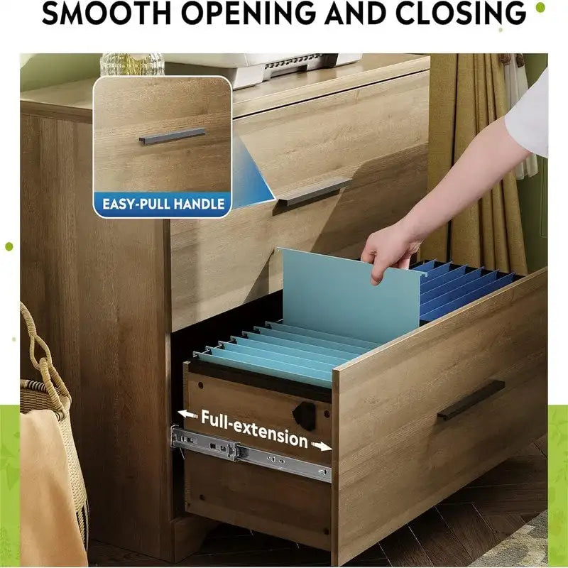 2 Drawer Wood Lateral File Cabinet - 15.75D x 35.43W x 29.37H