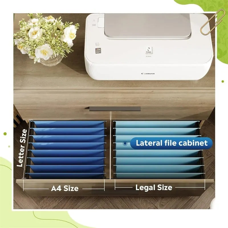 2 Drawer Wood Lateral File Cabinet - 15.75D x 35.43W x 29.37H