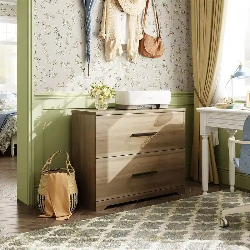 2 Drawer Wood Lateral File Cabinet - 15.75D x 35.43W x 29.37H