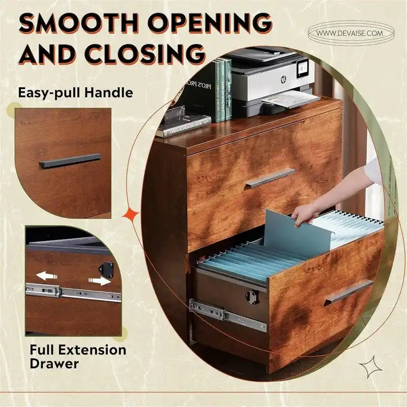 2 Drawer Wood Lateral File Cabinet - 15.75D x 35.43W x 29.37H