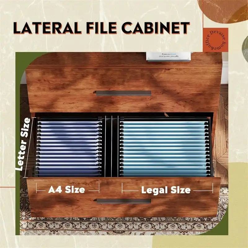 2 Drawer Wood Lateral File Cabinet - 15.75D x 35.43W x 29.37H