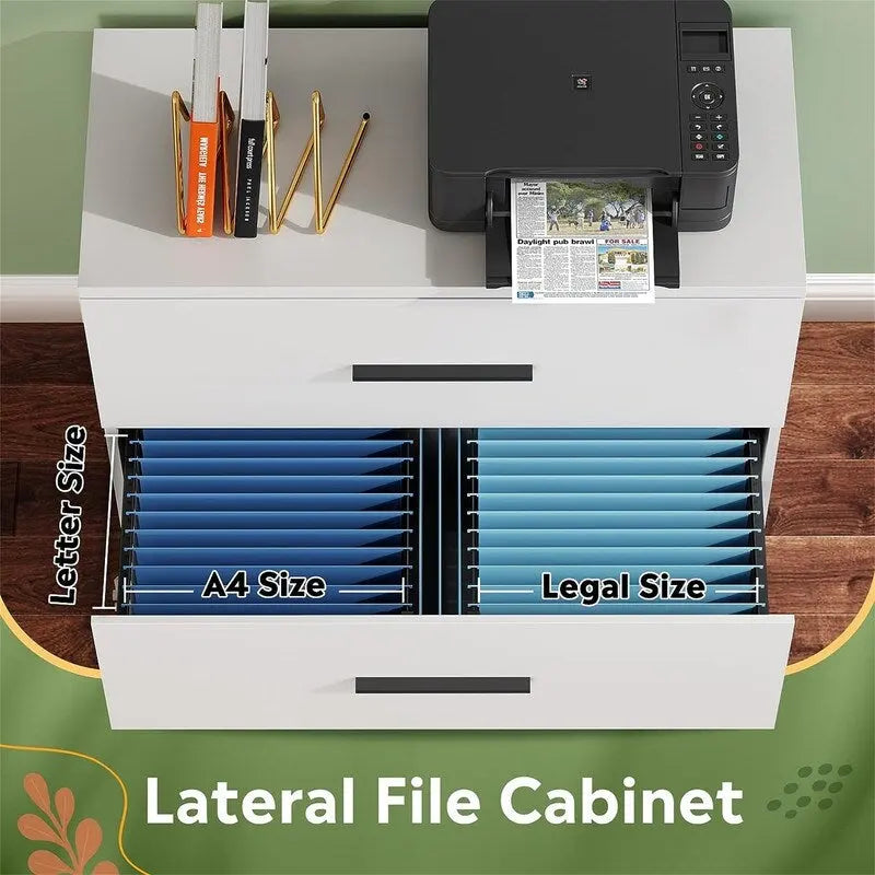 2 Drawer Wood Lateral File Cabinet - 15.75D x 35.43W x 29.37H