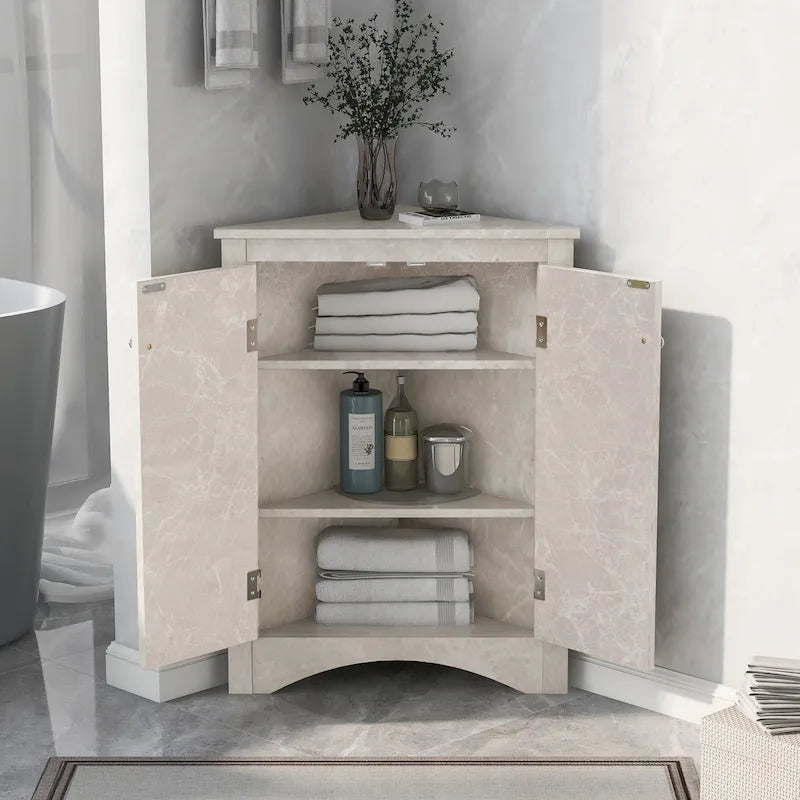 Triangle Bathroom Storage Cabinet with Adjustable Shelves