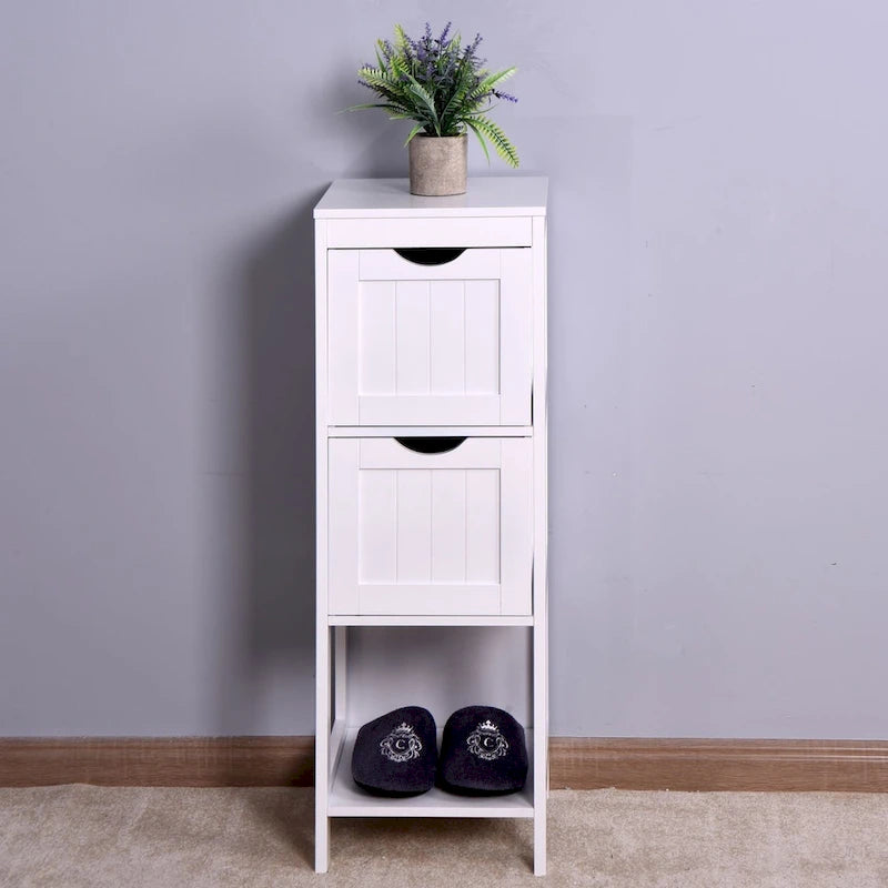 White Bathroom Storage Cabinet, Freestanding Cabinet with Drawers