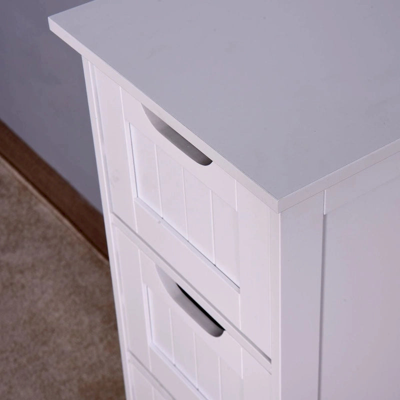 White Bathroom Storage Cabinet, Freestanding Cabinet with Drawers