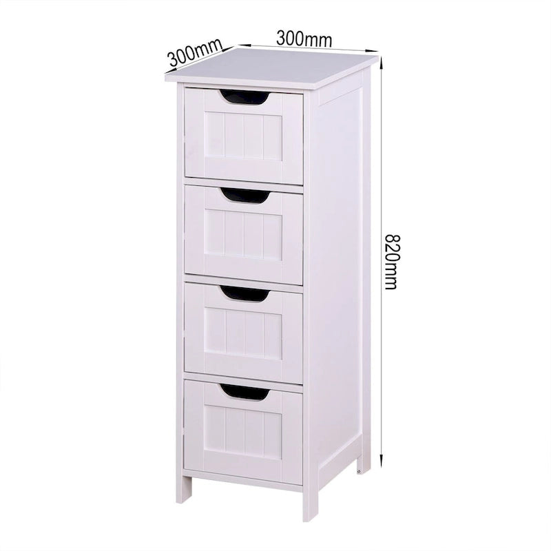 White Bathroom Storage Cabinet, Freestanding Cabinet with Drawers