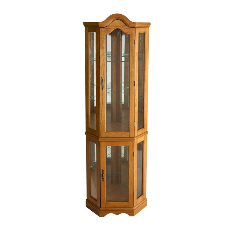 Oak Lighted Display Curio Cabinet