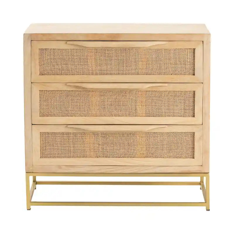 Natural Cane Three-Drawer Chest - 30x14x28