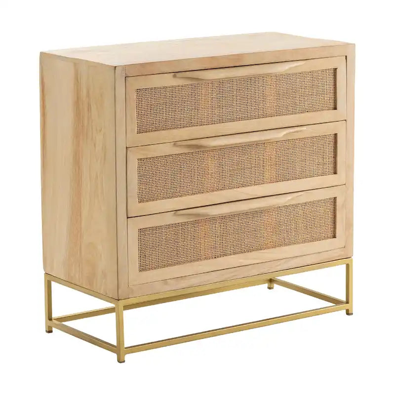 Natural Cane Three-Drawer Chest - 30x14x28