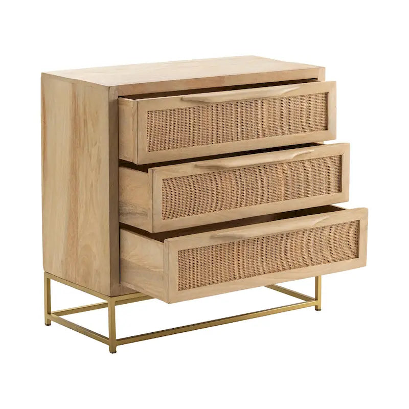 Natural Cane Three-Drawer Chest - 30x14x28