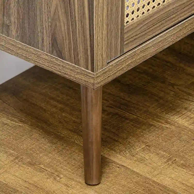 HOMCOM Sideboard Buffet Cabinet with Rattan Decorated Doors