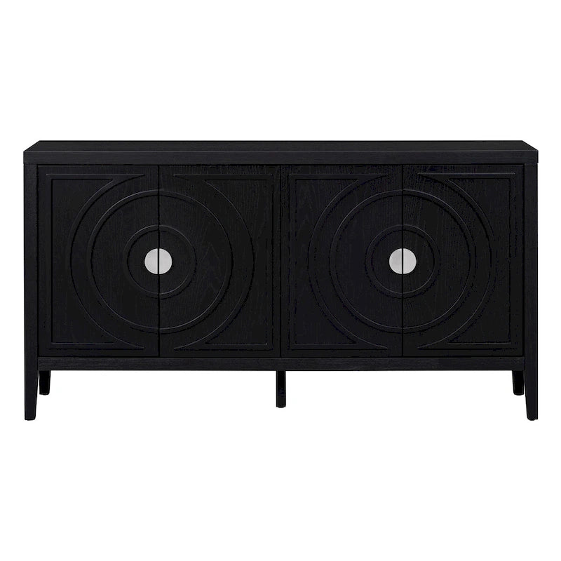 Sideboarddoor with Circular Groove Design Round Metal Door Handle - N/A