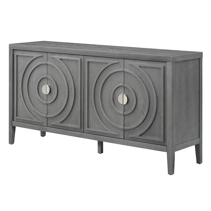 Sideboarddoor with Circular Groove Design Round Metal Door Handle - N/A