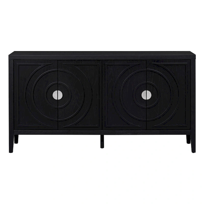 Sideboarddoor with Circular Groove Design Round Metal Door Handle - N/A