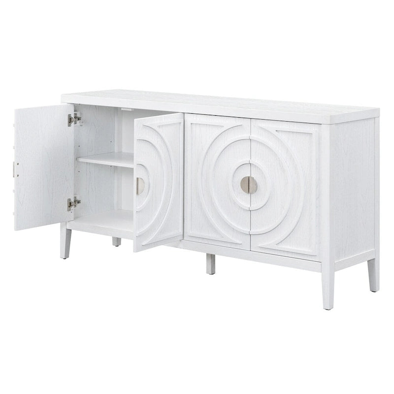 Sideboarddoor with Circular Groove Design Round Metal Door Handle - N/A