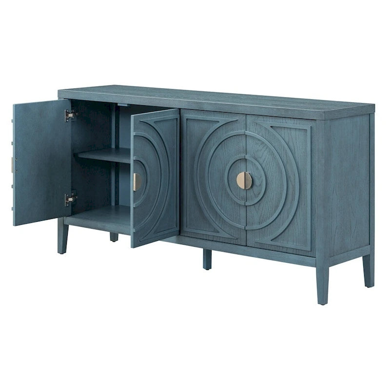 Sideboarddoor with Circular Groove Design Round Metal Door Handle - N/A