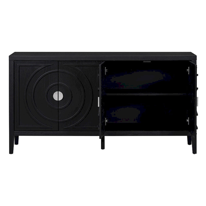 Sideboarddoor with Circular Groove Design Round Metal Door Handle - N/A