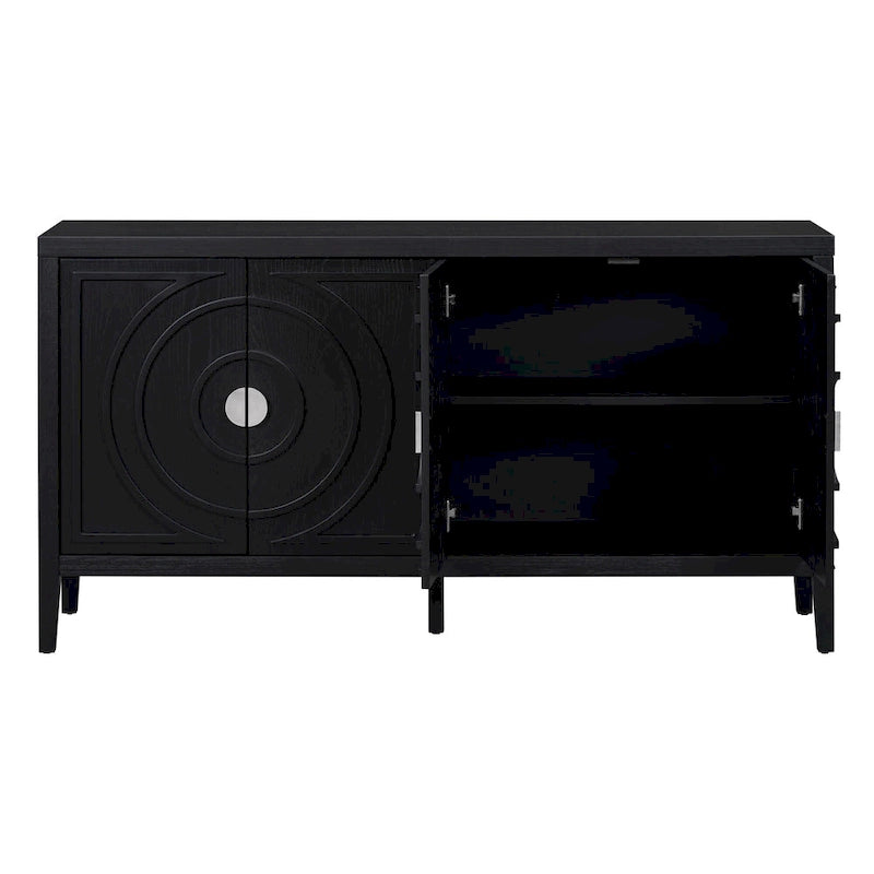Sideboarddoor with Circular Groove Design Round Metal Door Handle - N/A