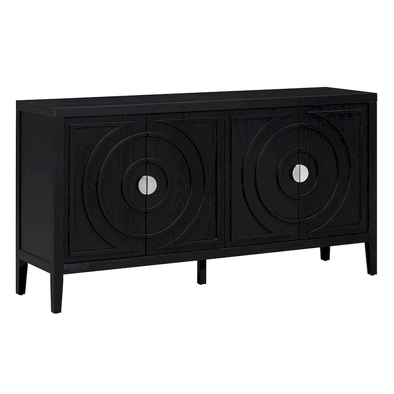Sideboarddoor with Circular Groove Design Round Metal Door Handle - N/A