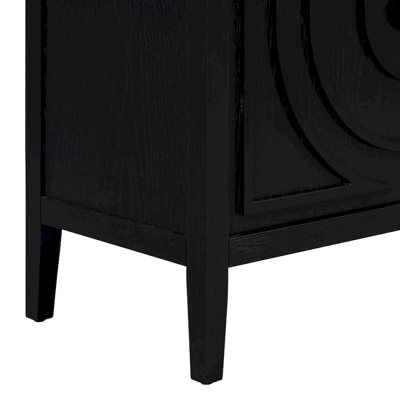 Sideboarddoor with Circular Groove Design Round Metal Door Handle - N/A