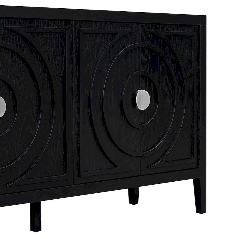 Sideboarddoor with Circular Groove Design Round Metal Door Handle - N/A