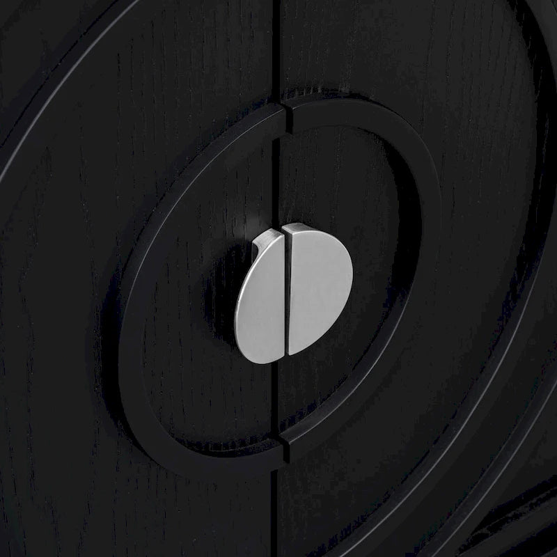 Sideboarddoor with Circular Groove Design Round Metal Door Handle - N/A
