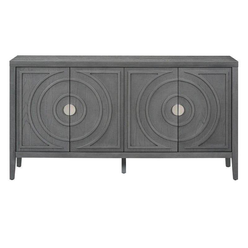 Sideboarddoor with Circular Groove Design Round Metal Door Handle - N/A