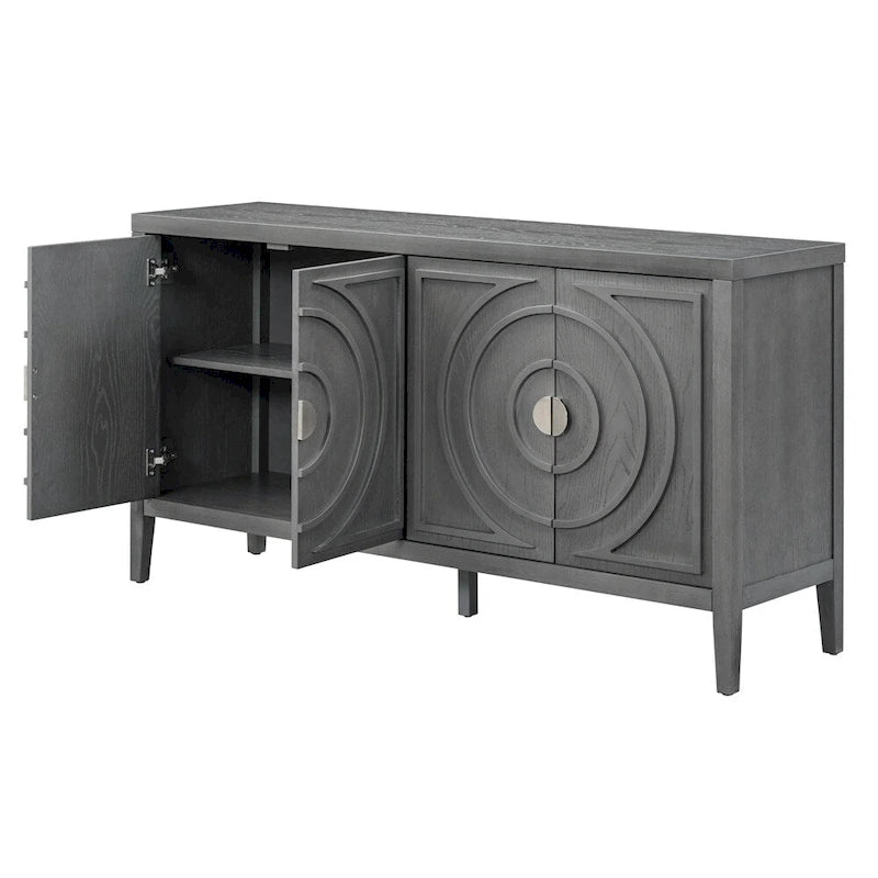 Sideboarddoor with Circular Groove Design Round Metal Door Handle - N/A