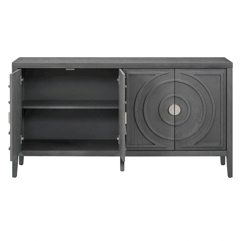 Sideboarddoor with Circular Groove Design Round Metal Door Handle - N/A