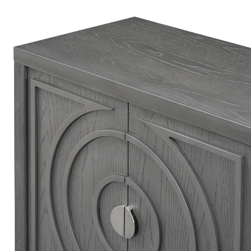 Sideboarddoor with Circular Groove Design Round Metal Door Handle - N/A