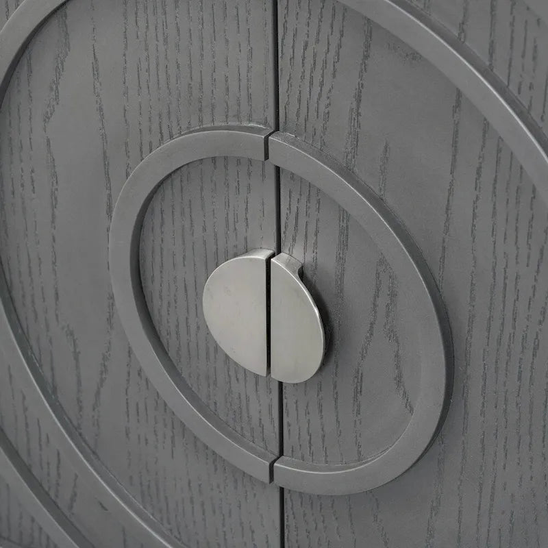 Sideboarddoor with Circular Groove Design Round Metal Door Handle - N/A