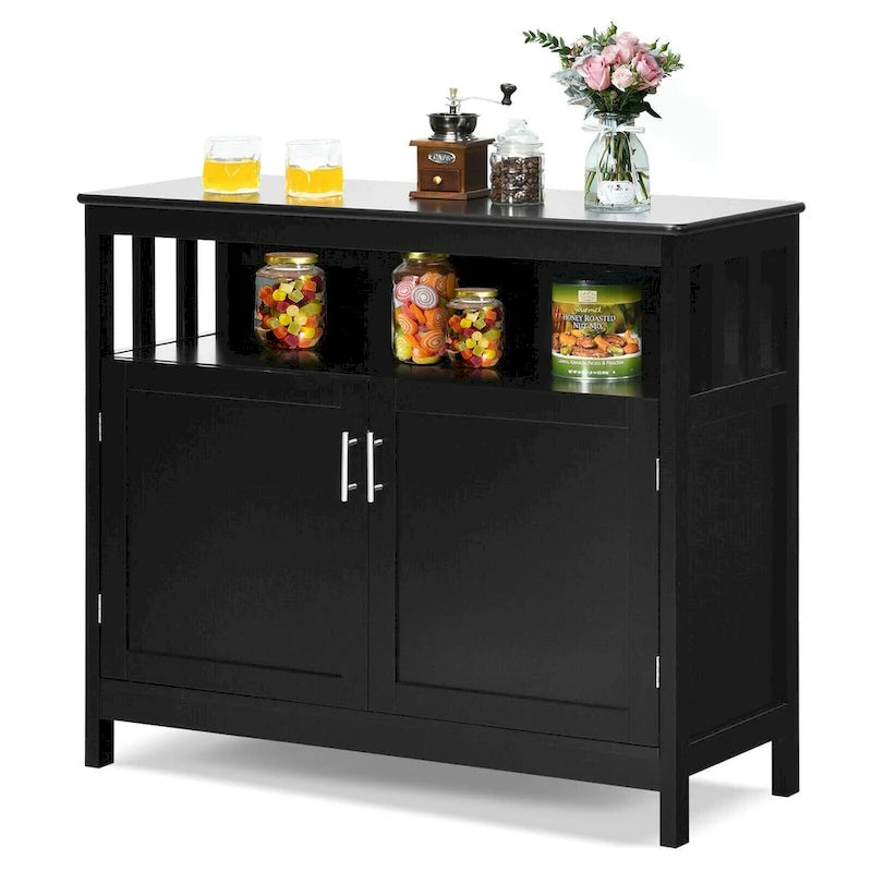 Kitchen Buffet Server Sideboard Storage Cabinet with 2 Doors and Shelf - 40 x 16 x 34 (L x W x H)