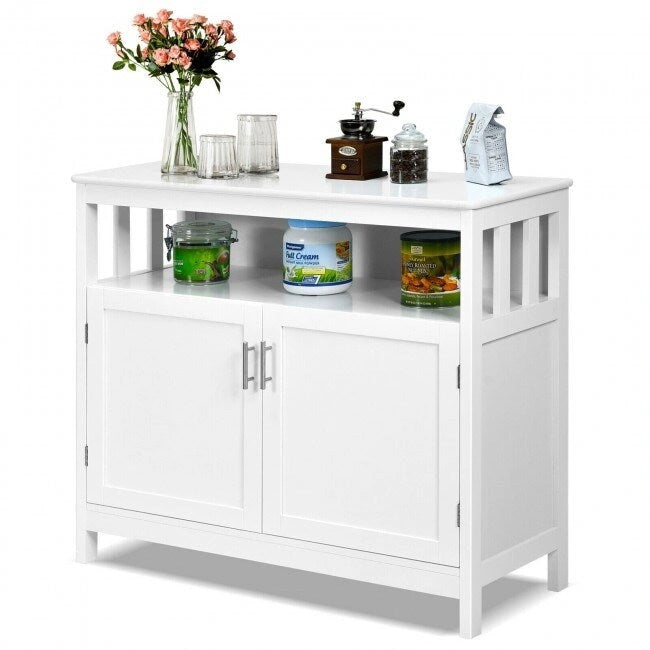 Kitchen Buffet Server Sideboard Storage Cabinet with 2 Doors and Shelf - 40 x 16 x 34 (L x W x H)