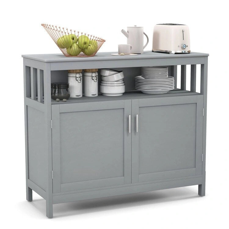 Kitchen Buffet Server Sideboard Storage Cabinet with 2 Doors and Shelf - 40 x 16 x 34 (L x W x H)
