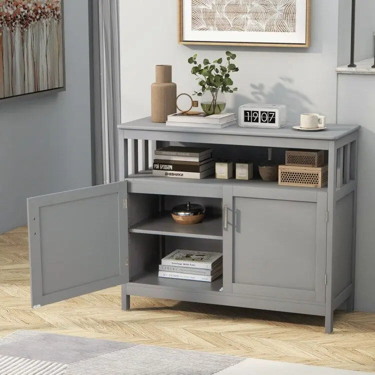 Kitchen Buffet Server Sideboard Storage Cabinet with 2 Doors and Shelf - 40 x 16 x 34 (L x W x H)
