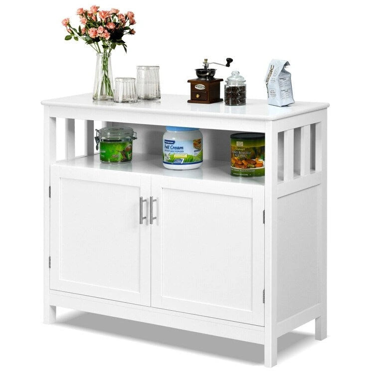 Kitchen Buffet Server Sideboard Storage Cabinet with 2 Doors and Shelf - 40 x 16 x 34 (L x W x H)
