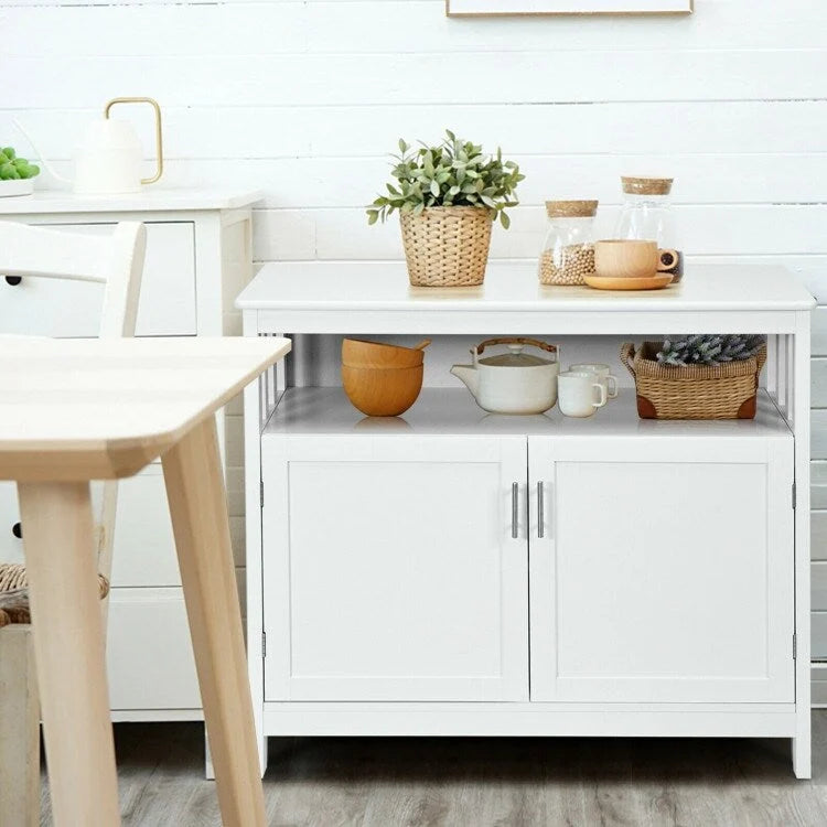 Kitchen Buffet Server Sideboard Storage Cabinet with 2 Doors and Shelf - 40 x 16 x 34 (L x W x H)