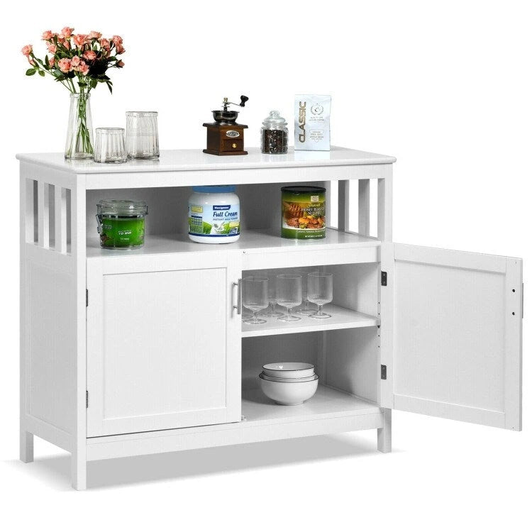 Kitchen Buffet Server Sideboard Storage Cabinet with 2 Doors and Shelf - 40 x 16 x 34 (L x W x H)