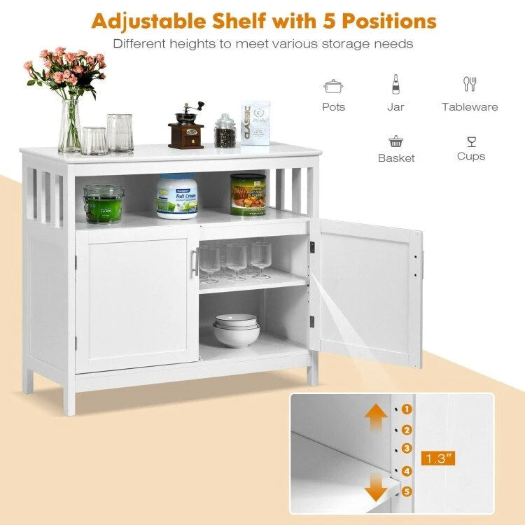 Kitchen Buffet Server Sideboard Storage Cabinet with 2 Doors and Shelf - 40 x 16 x 34 (L x W x H)